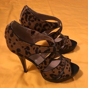 Pony Hair Leopard Strappy Platform
